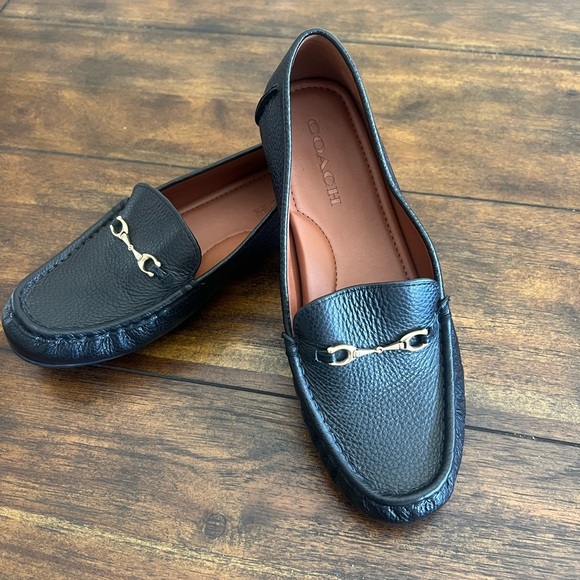 Coach Black Leather Loafers for Women - Picture 1 of 6